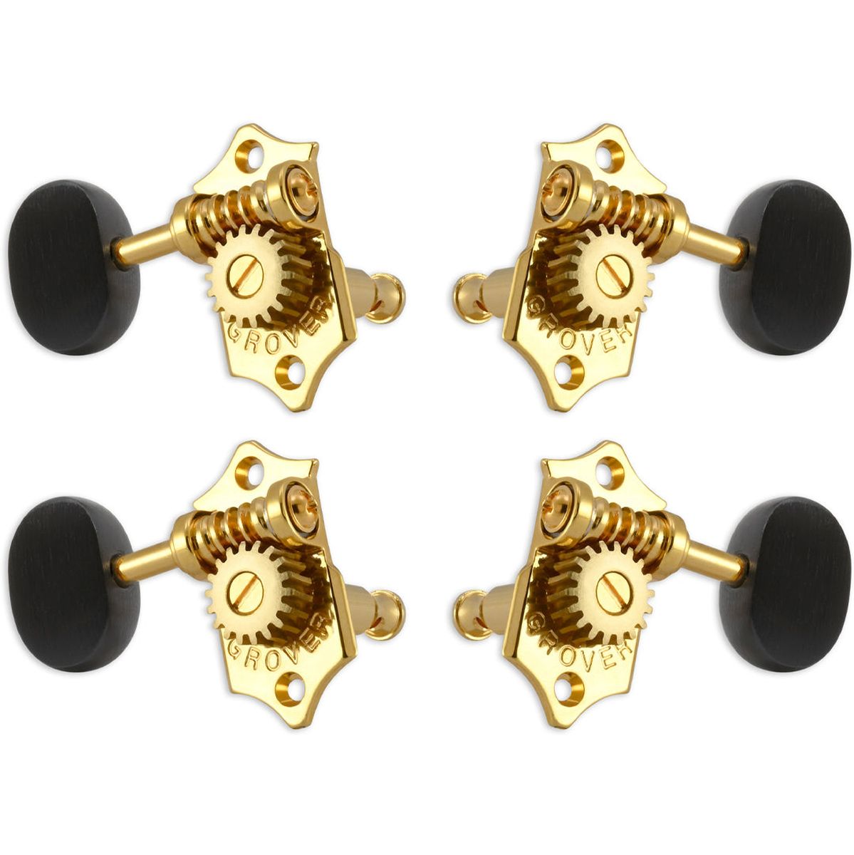 Grover Sta Tite U98 Series Geared Ukulele Pegs Ebony Buttons Gold