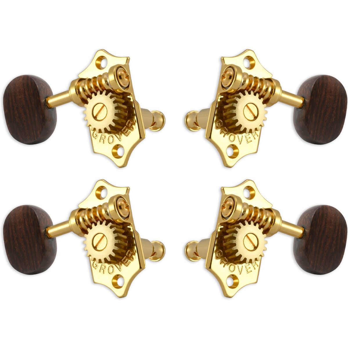 Grover Sta Tite U98 Series Geared Ukulele Pegs Rosewood Buttons Gold