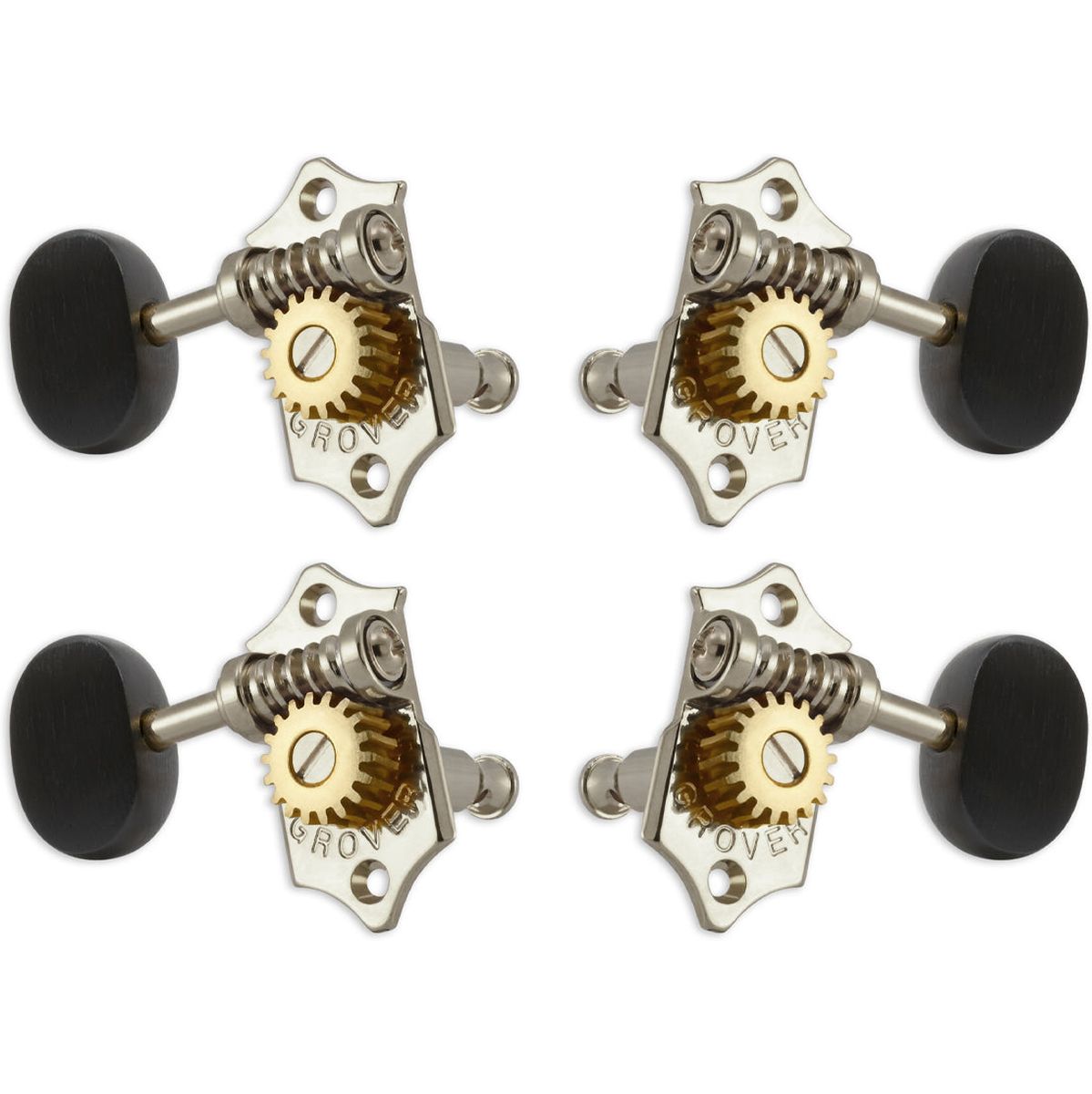 Grover Sta Tite U98 Series Geared Ukulele Pegs Ebony Buttons Nickel
