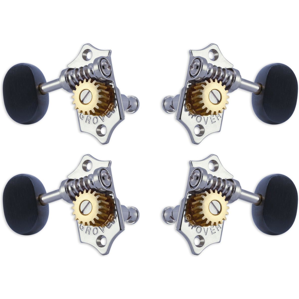 Grover Sta Tite U99 Series Geared Ukulele Pegs Ebony Buttons Chrome