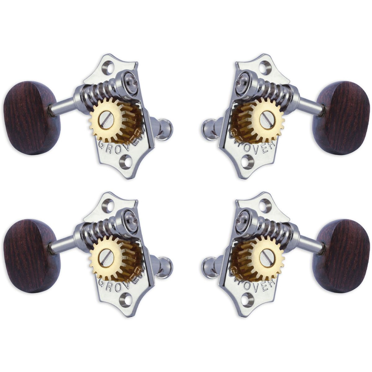 Grover Sta Tite U99 Series Geared Ukulele Pegs Ebony Buttons Chrome