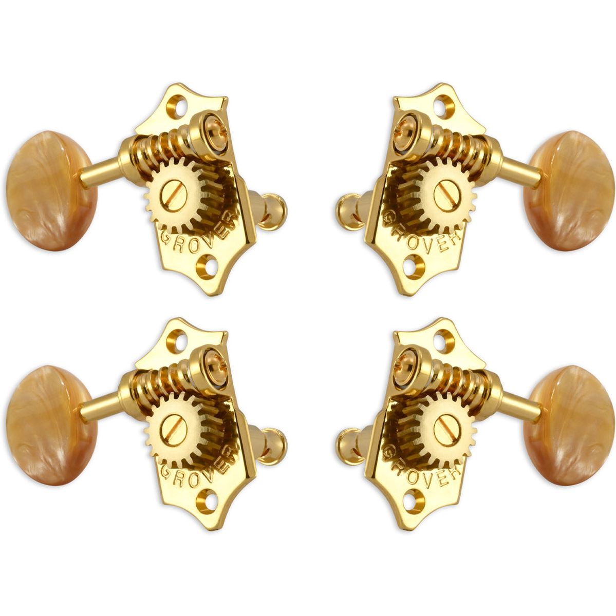 Grover Sta Tite U99 Series Geared Ukulele Pegs Acrylic Buttons Gold
