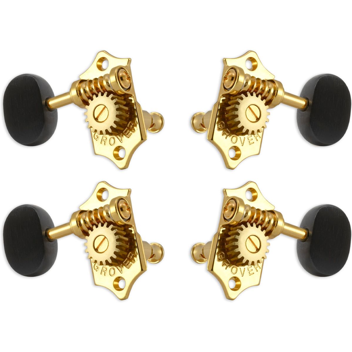 Grover Sta Tite U99 Series Geared Ukulele Pegs Ebony Buttons Gold
