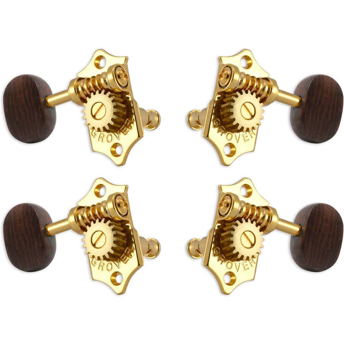 Grover Sta Tite U99 Series Geared Ukulele Pegs Rosewood Buttons Gold