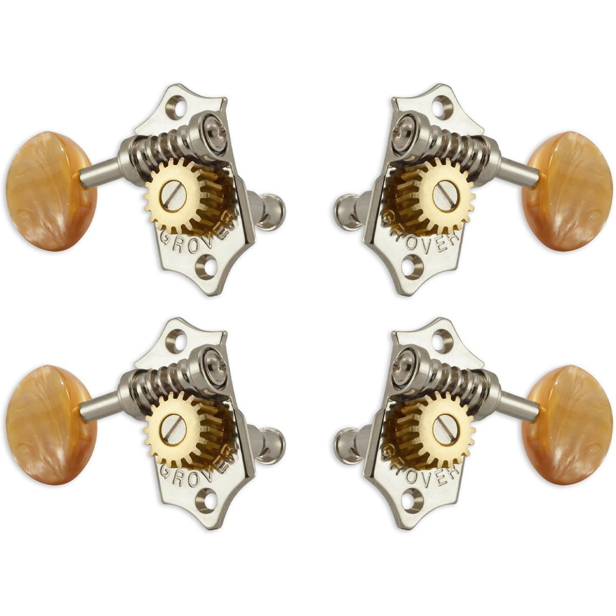 Grover Sta Tite U99 Series Geared Ukulele Pegs Acrylic Buttons Nickel