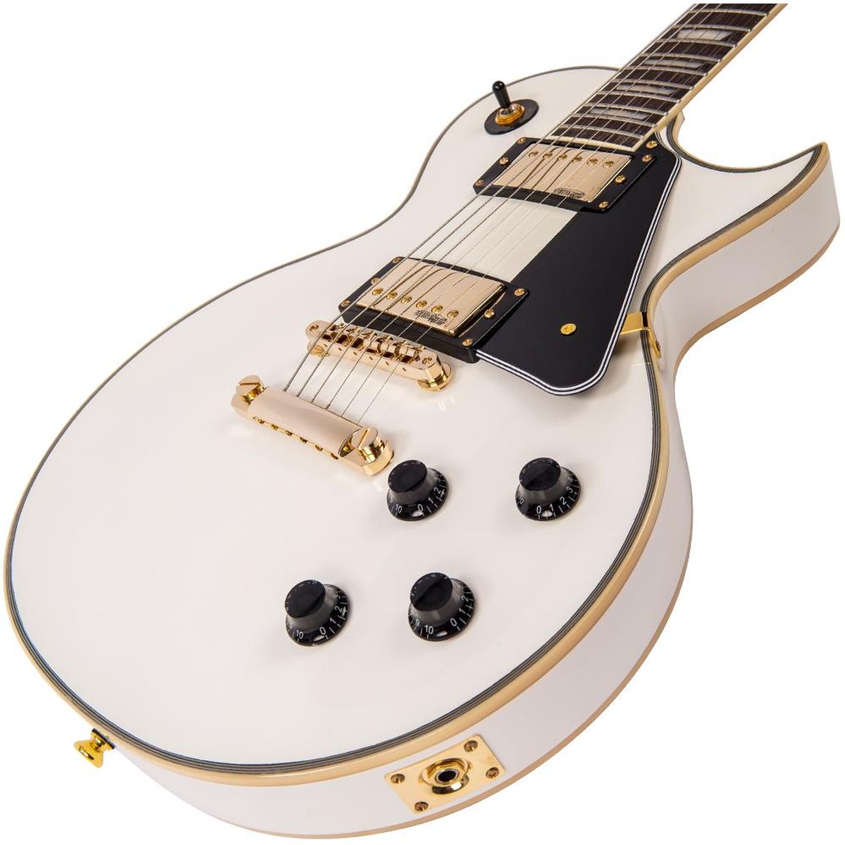 Vintage V100 Guitar-Gold HW Arctic White