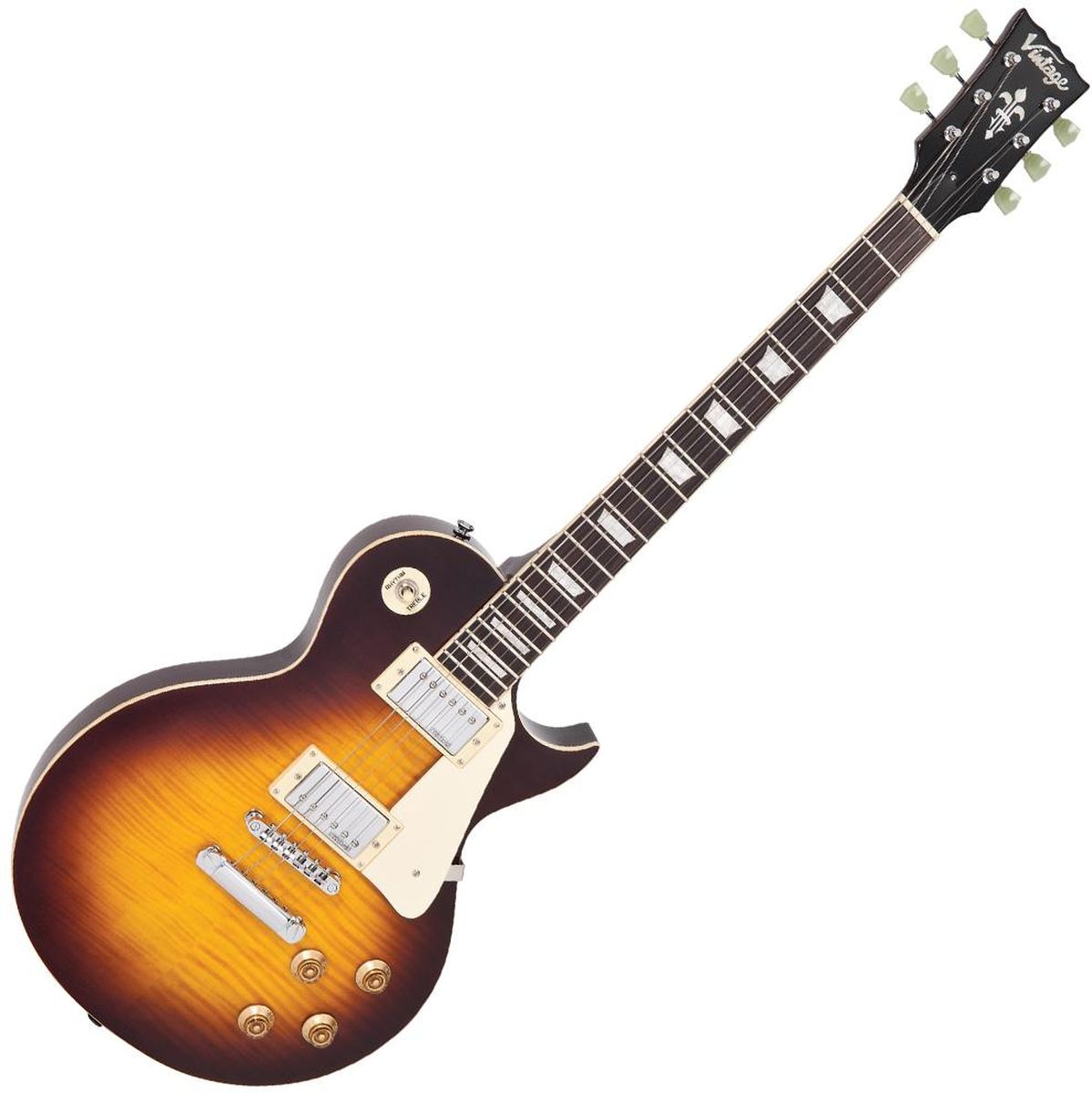 Vintage V100 Guitar-Flame Iced Tea