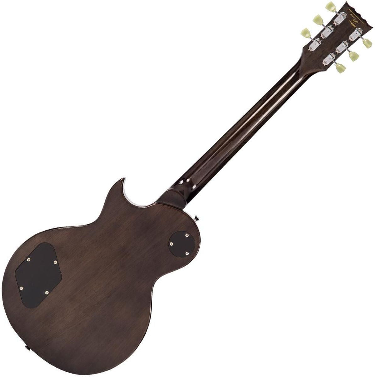 Vintage V100 Guitar - Flamed Maple - Thru Black