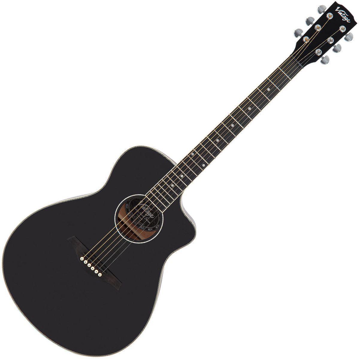 Vintage Pacific Coast Series Acoustic Guitar - Midnite Black