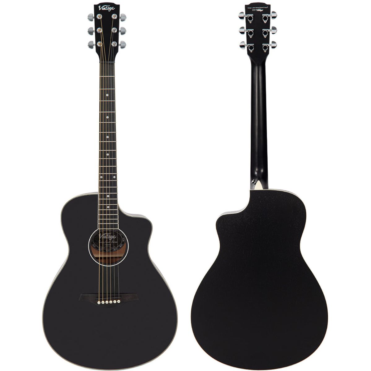 Vintage Pacific Coast Series Acoustic Guitar - Midnite Black