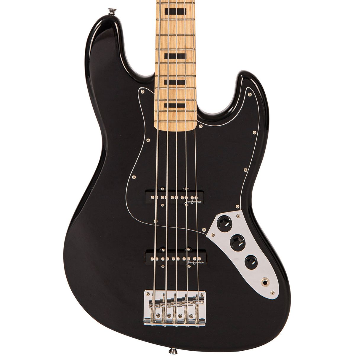 Vintage V49 5 String Coaster Series Bass Guitar - Gloss Black