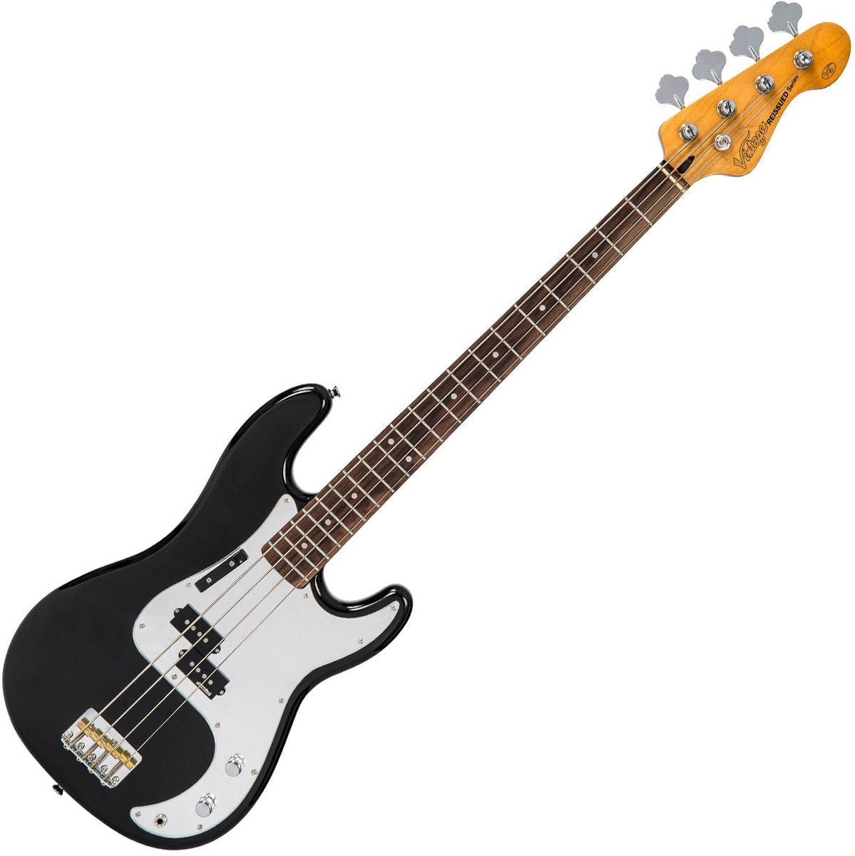 Vintage V4 Bass Guitar - Rocker Black