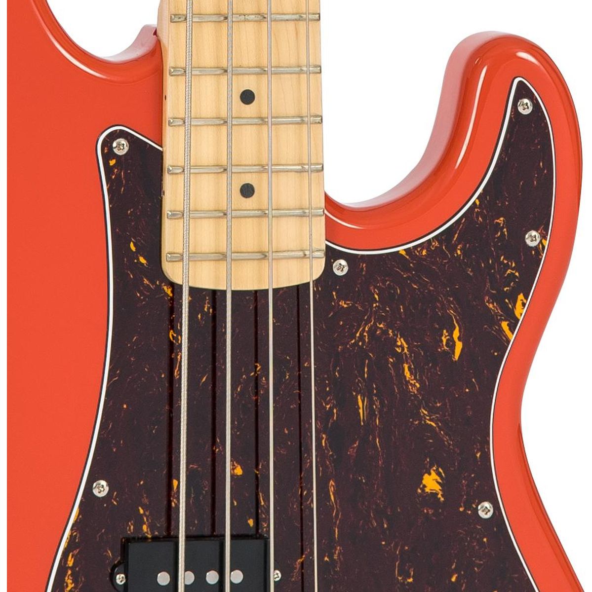 Vintage V4 Bass-Maple FB - Firenza Red