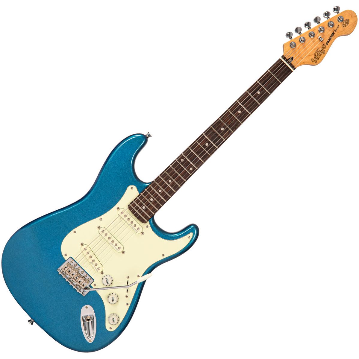 Vintage V60 Coaster Series Electric Guitar - Candy Apple Blue