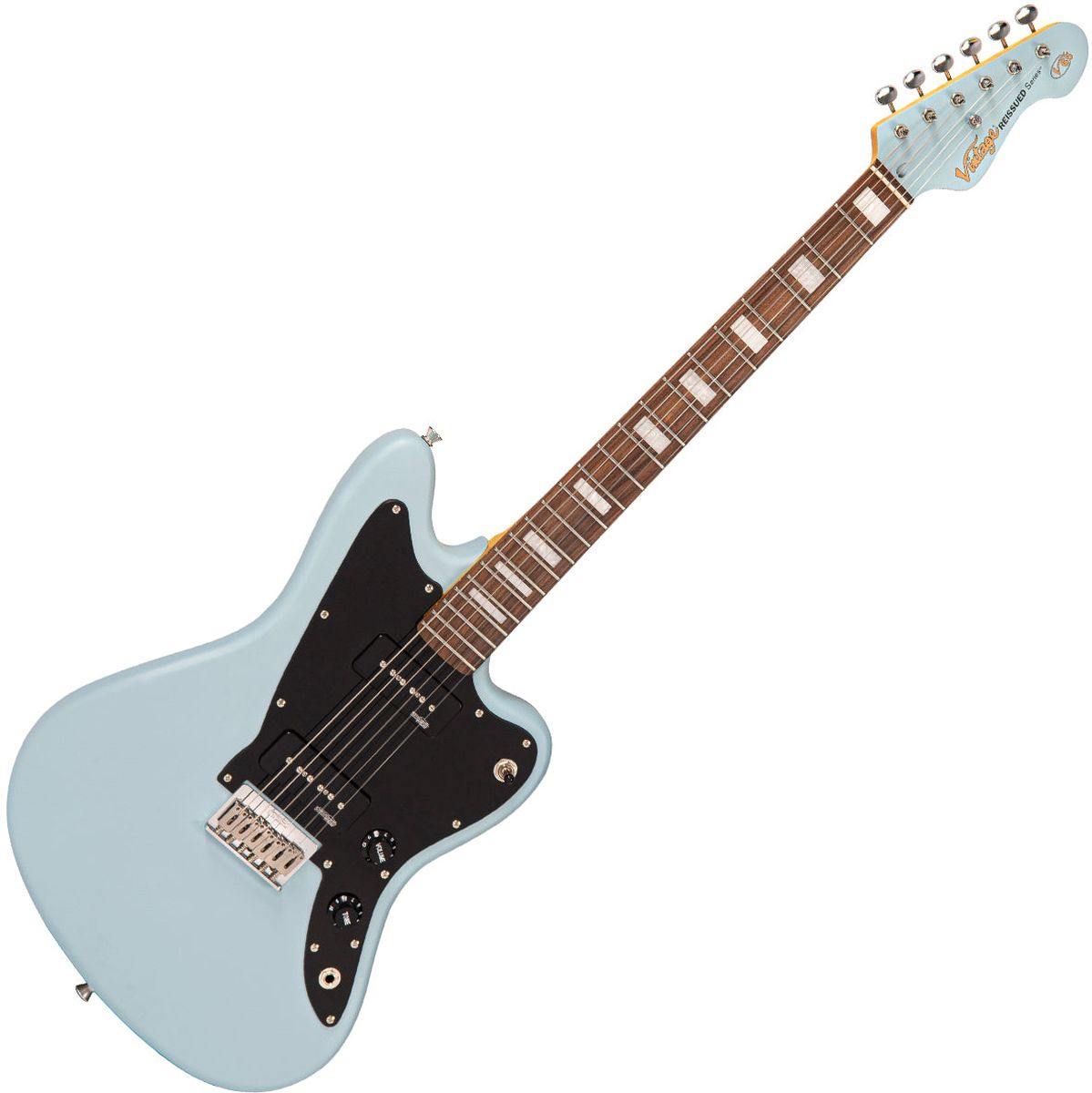 Vintage V65 Hardtail Electric Guitar - Satin Blue
