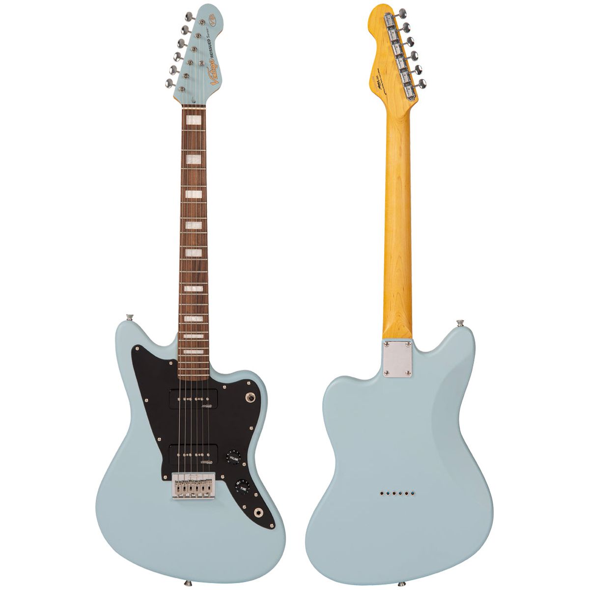 Vintage V65 Hardtail Electric Guitar - Satin Blue