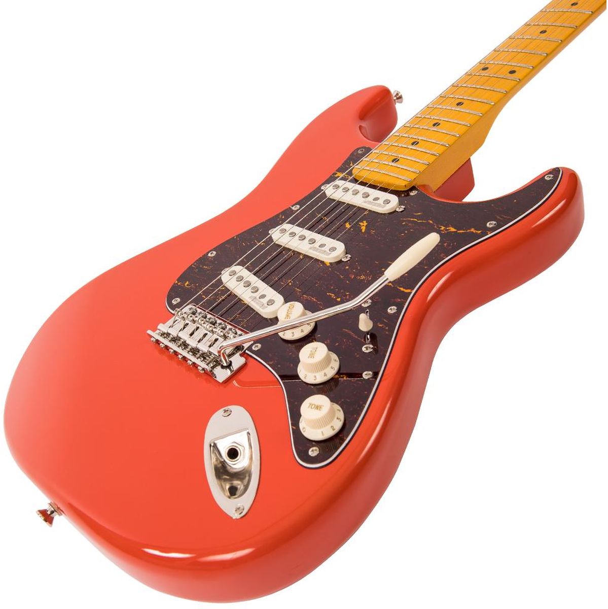 Vintage Electric Guitar-Maple Fingerboard - Firenza Red