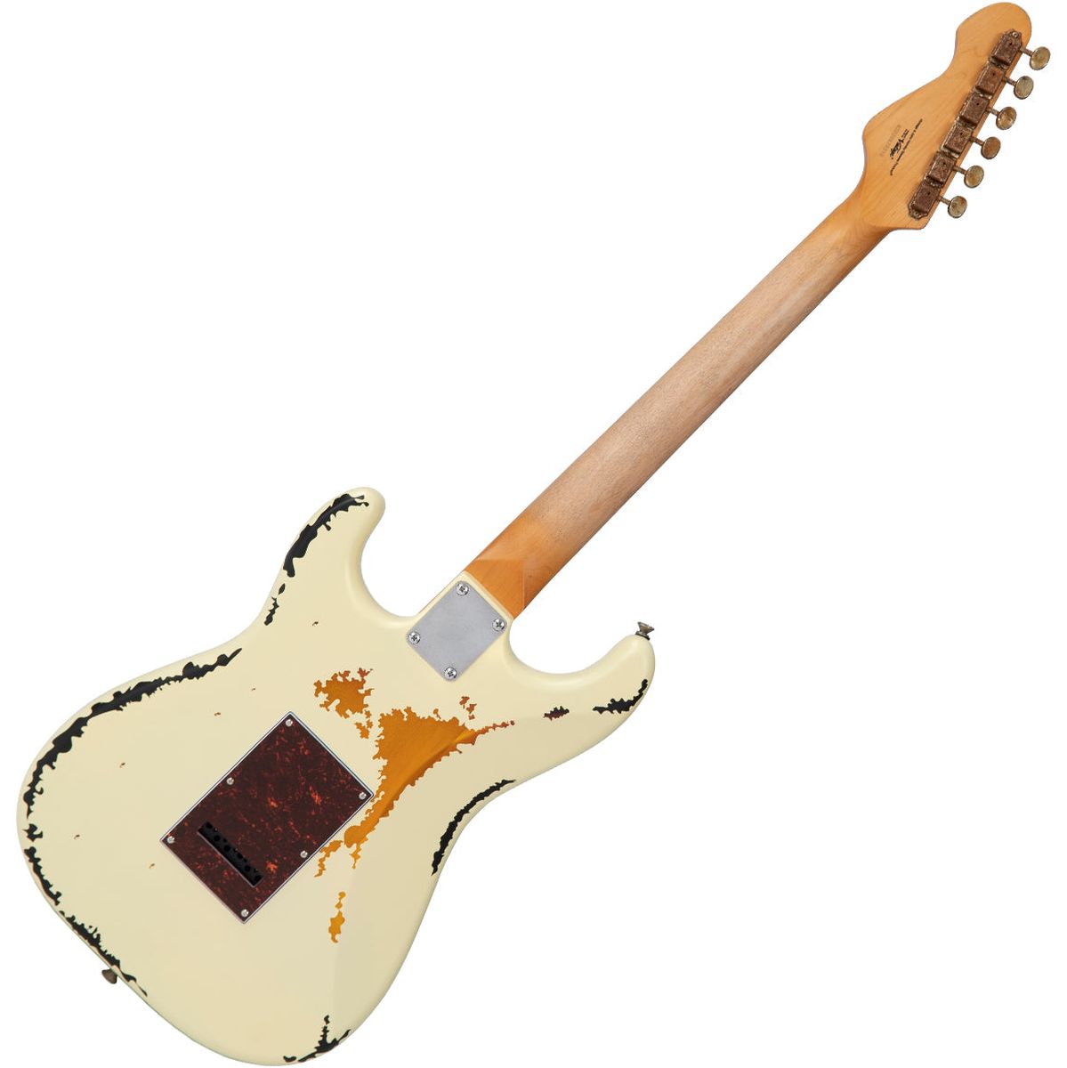 Vintage V6 Icon - Distressed White On Sunburst