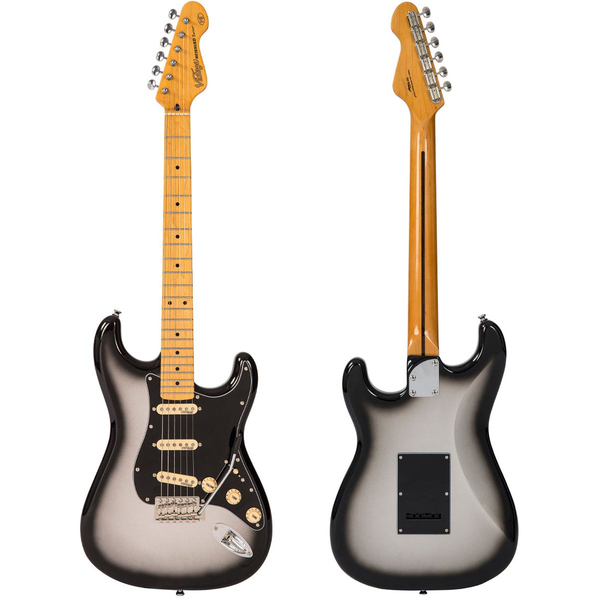 Vintage V6 Electric Guitar Maple - Silver Burst