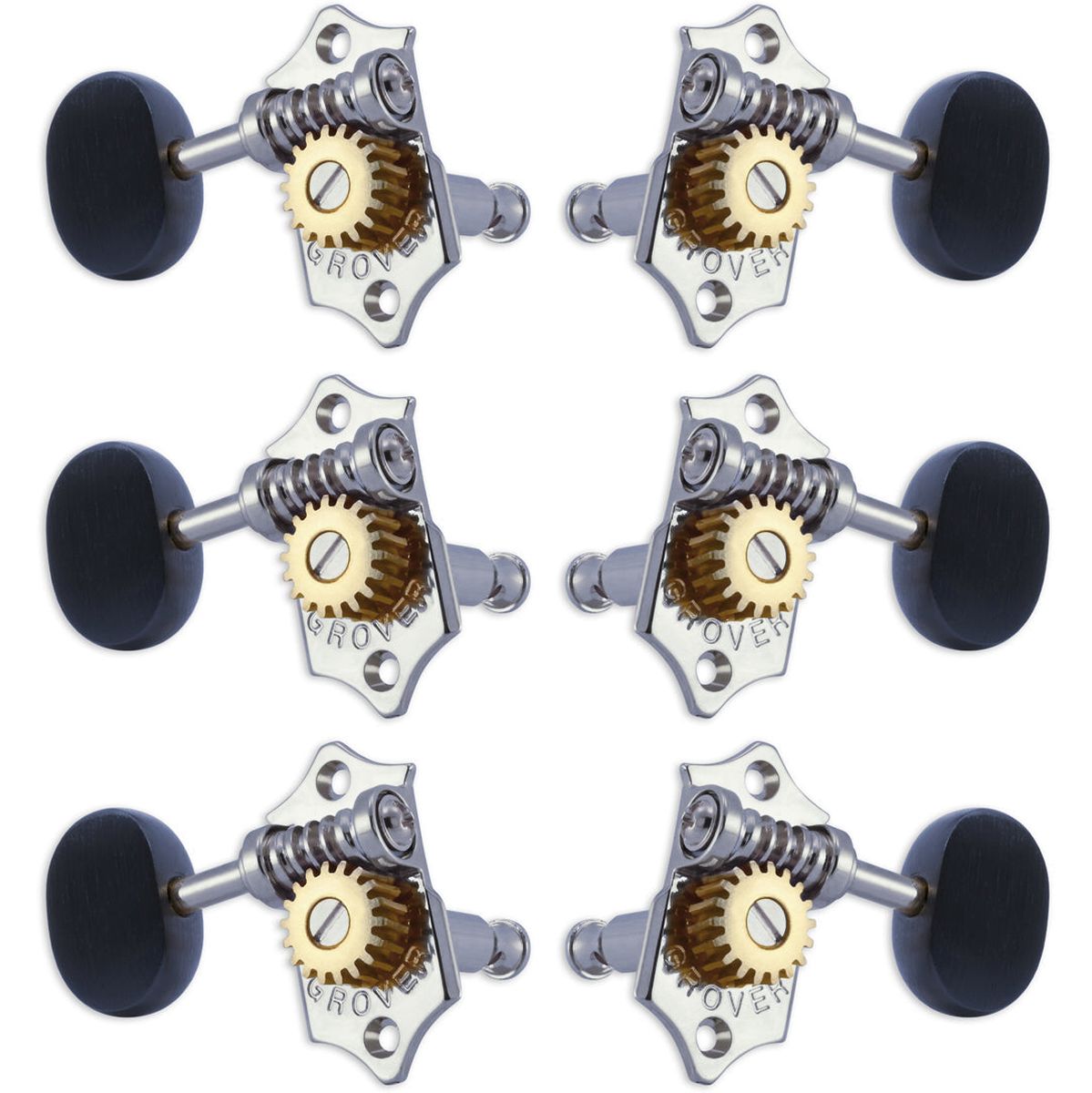 Grover Statite Vertical Set 6 Ebony Buttons Chrome