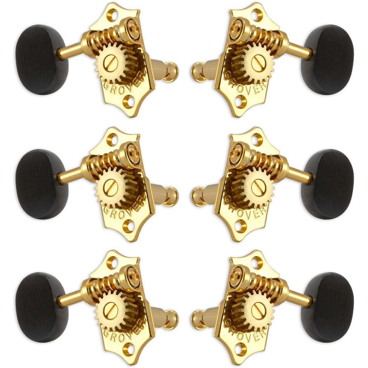 Grover Statite Vertical Set 6 Ebony Buttons Gold