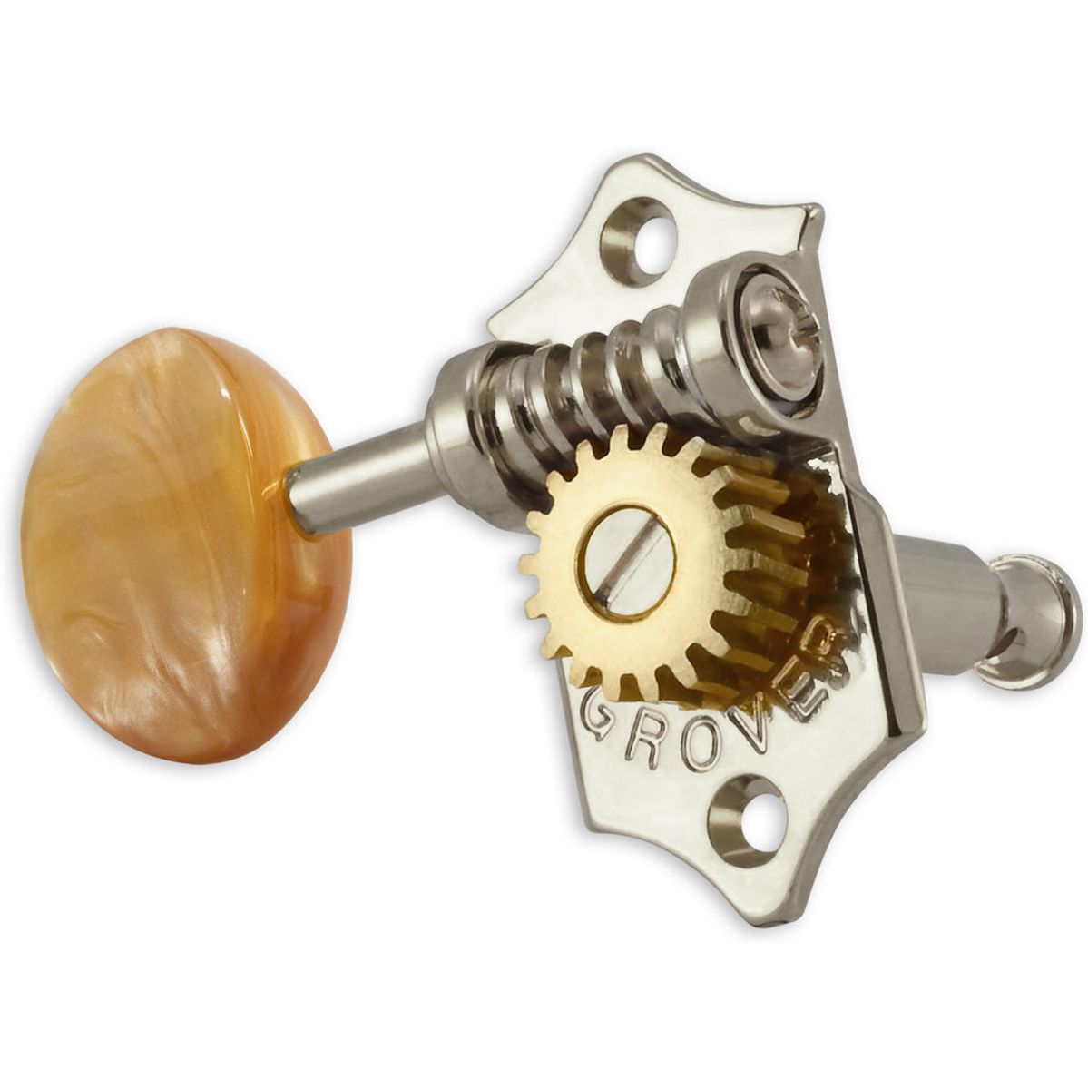 Grover Statite Vertical Set 6 Acrylic Amber Buttons Nickel