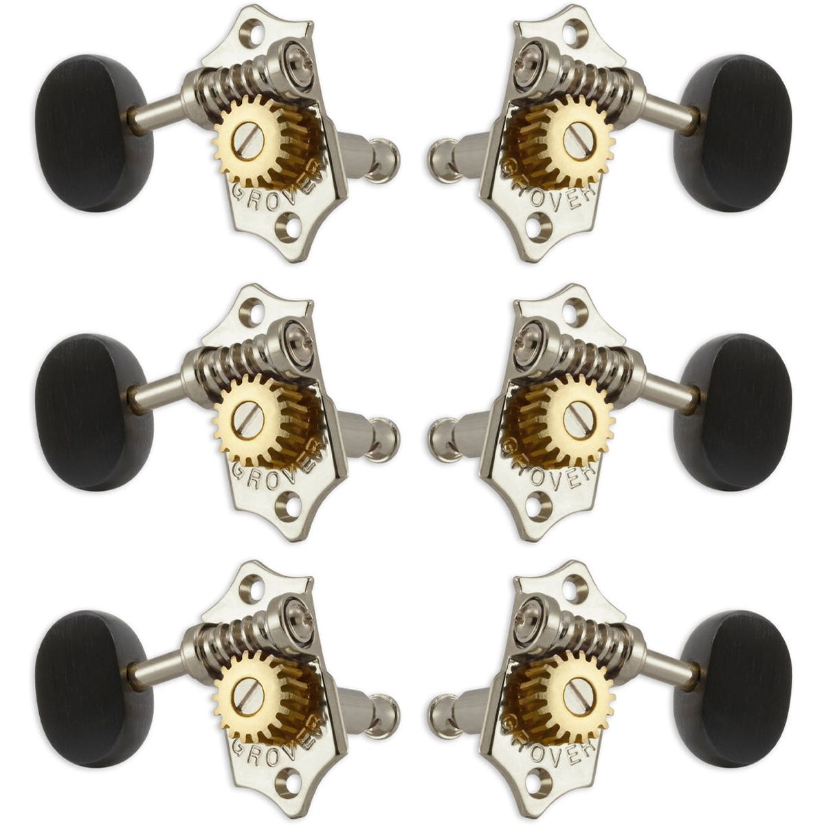 Grover Statite Vertical Set 6 Ebony Buttons Nickel