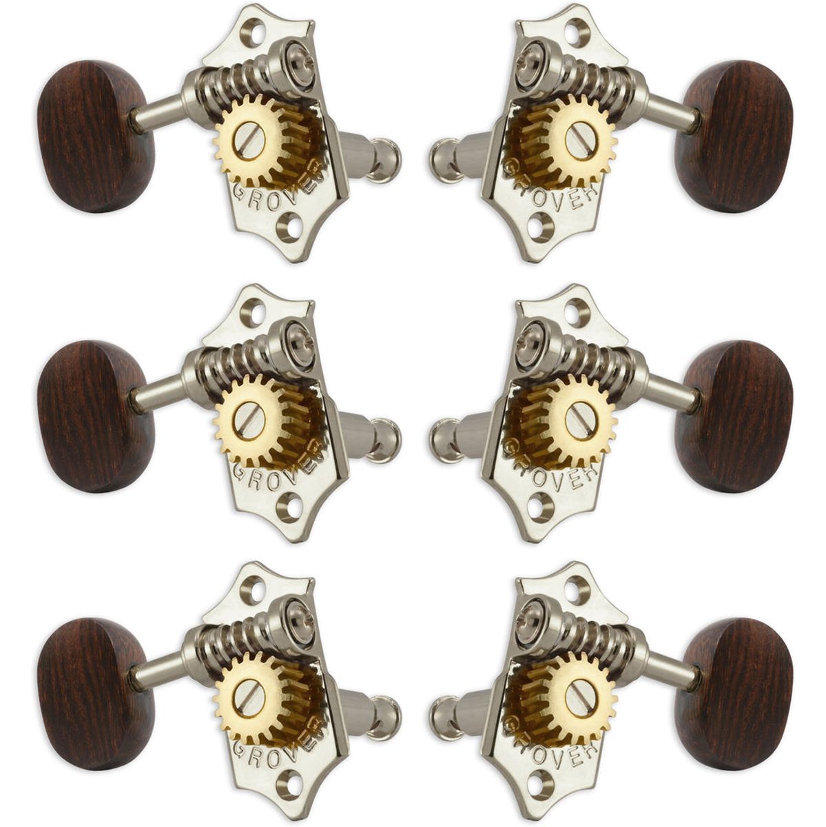 Grover Statite Vertical Set 6 Rosewood Buttons Nickel