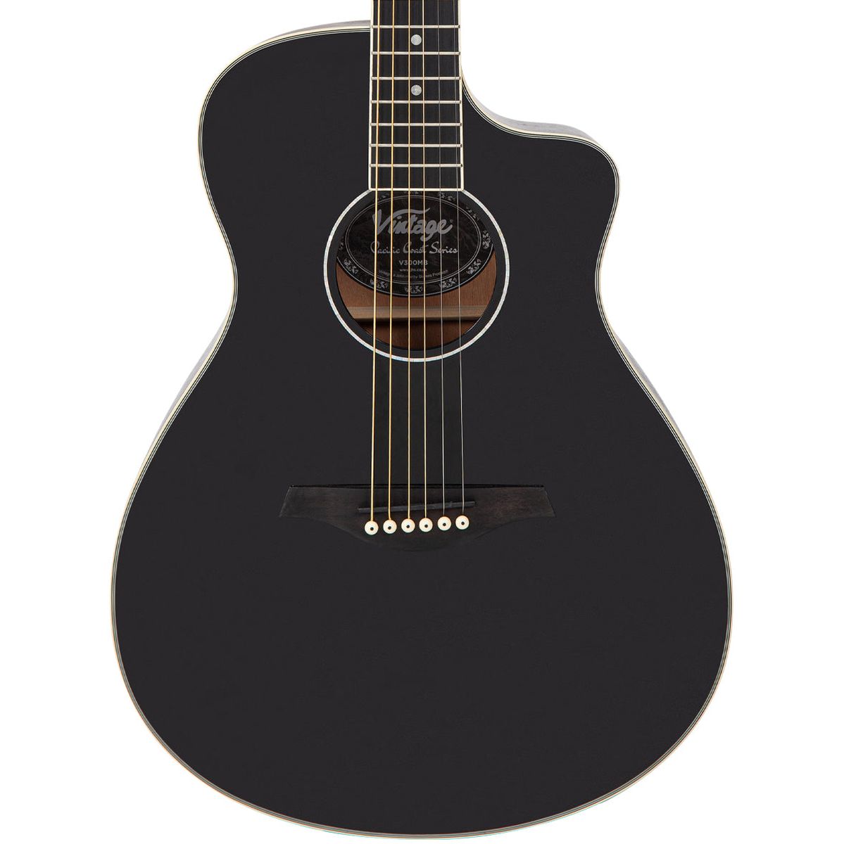 Vintage Pacific Coast Series Electro Acoustic Guitar - Midnite Black