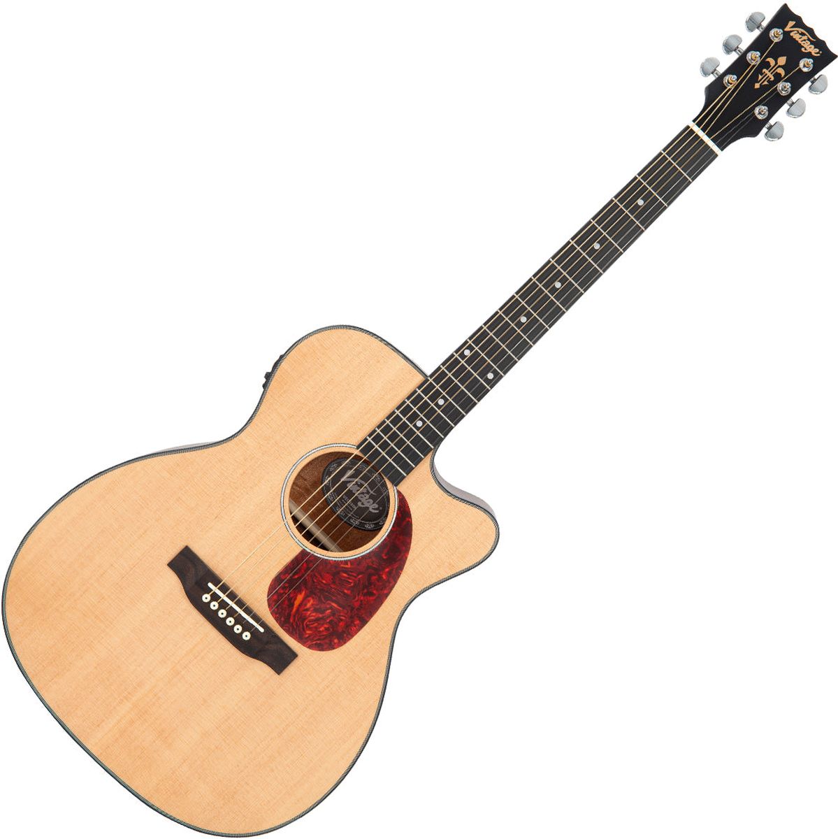Vintage Stage Series Folk Cutaway Electro Guitar - Natural