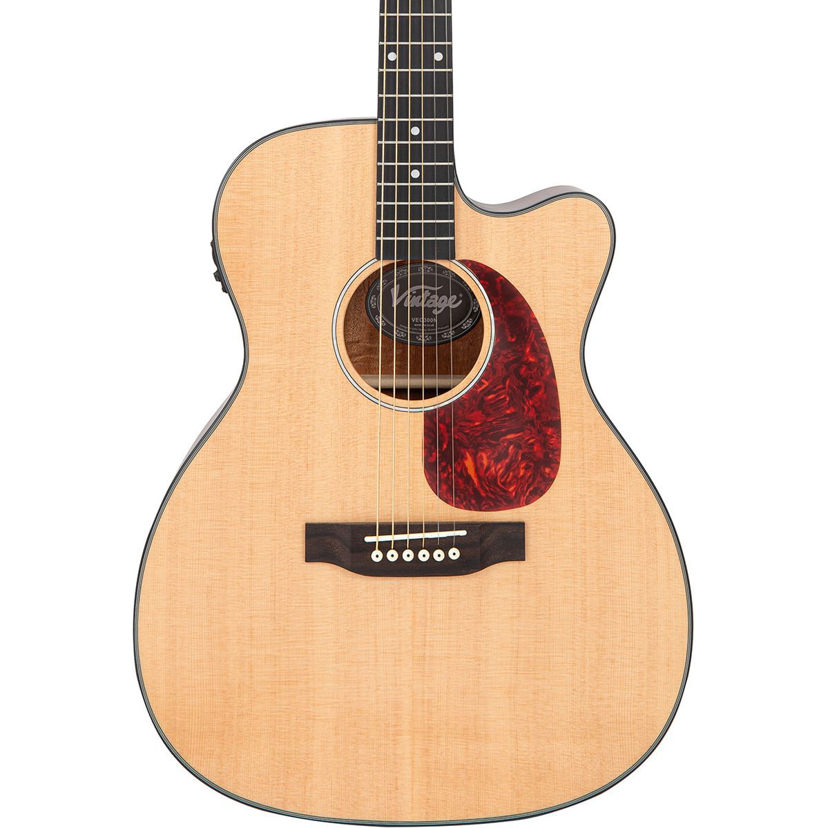 Vintage Stage Series Folk Cutaway Electro Guitar - Natural