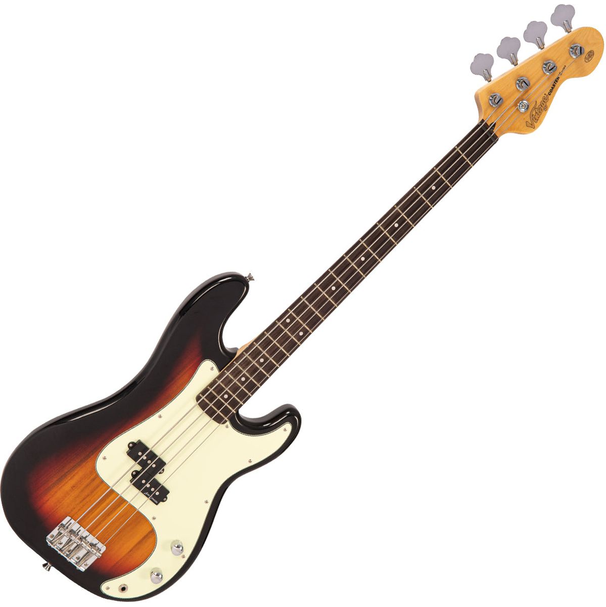 Vintage V40 Coaster Bass Guitar Pack - 3 Tone Sunburst