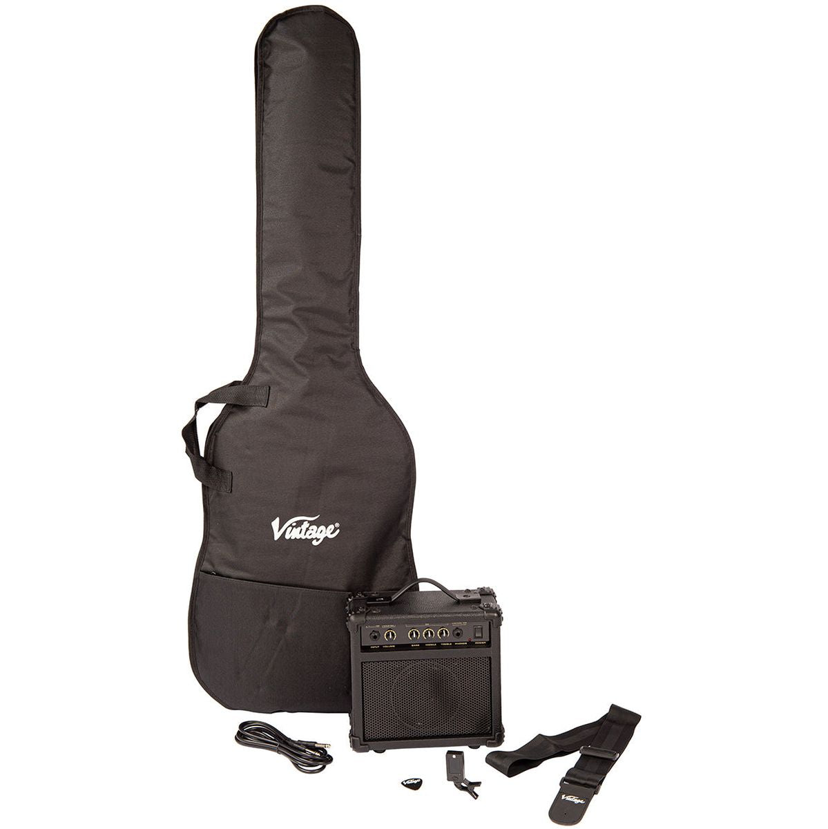 Vintage V40 Coaster Bass Guitar Pack - Vintage White