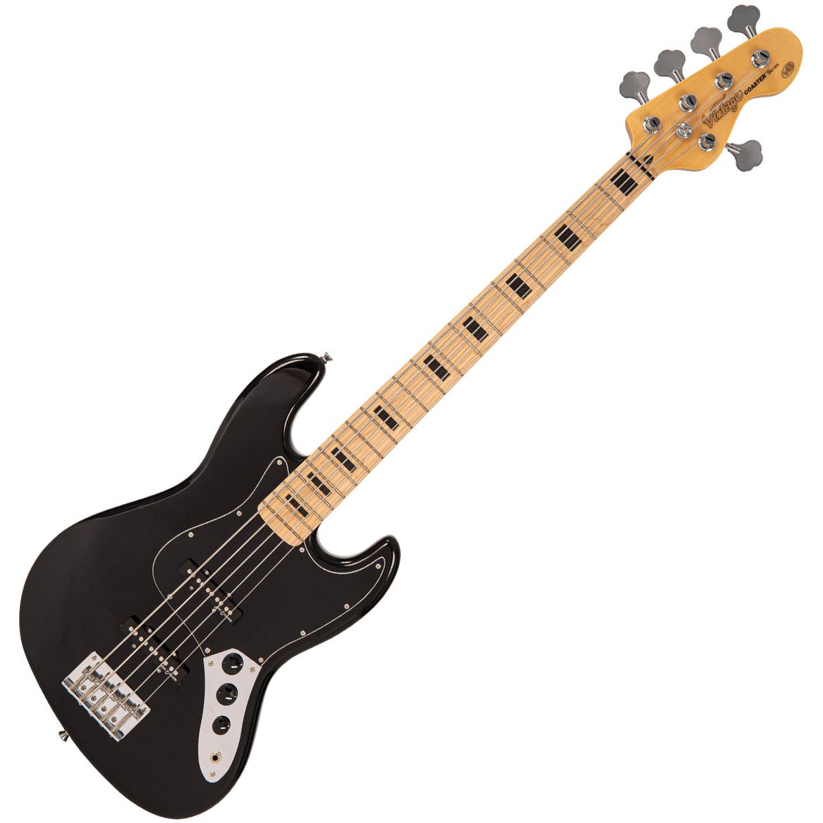 Vintage V495 Coaster 5 String Bass Guitar Pack - Gloss Black