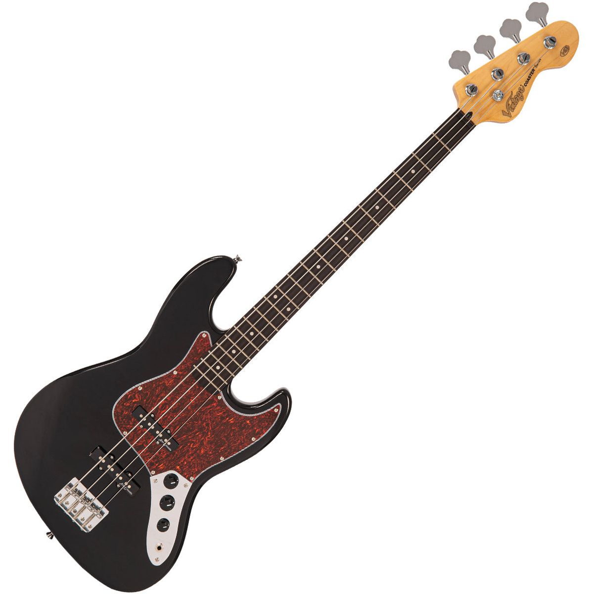 Vintage V49 Coaster Bass Guitar Pack - Gloss Black