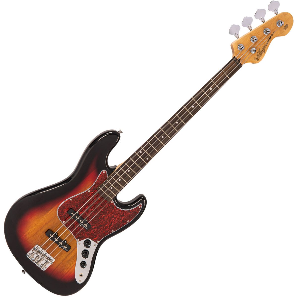 Vintage V49 Coaster Bass Guitar Pack - 3 Tone Sunburst