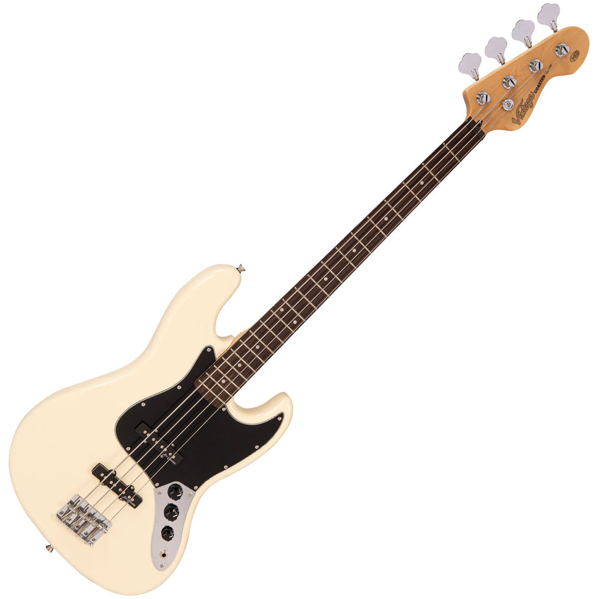 Vintage V49 Coaster Bass Guitar Pack - Vintage White