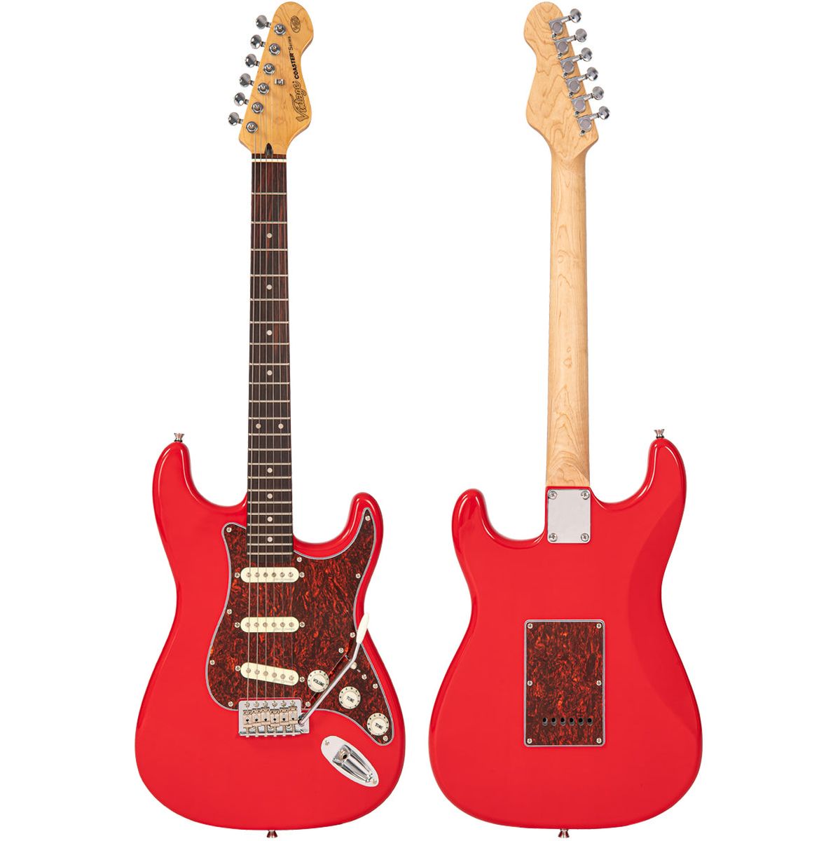 Vintage V60 Coaster Electric Guitar Pack - Gloss Red