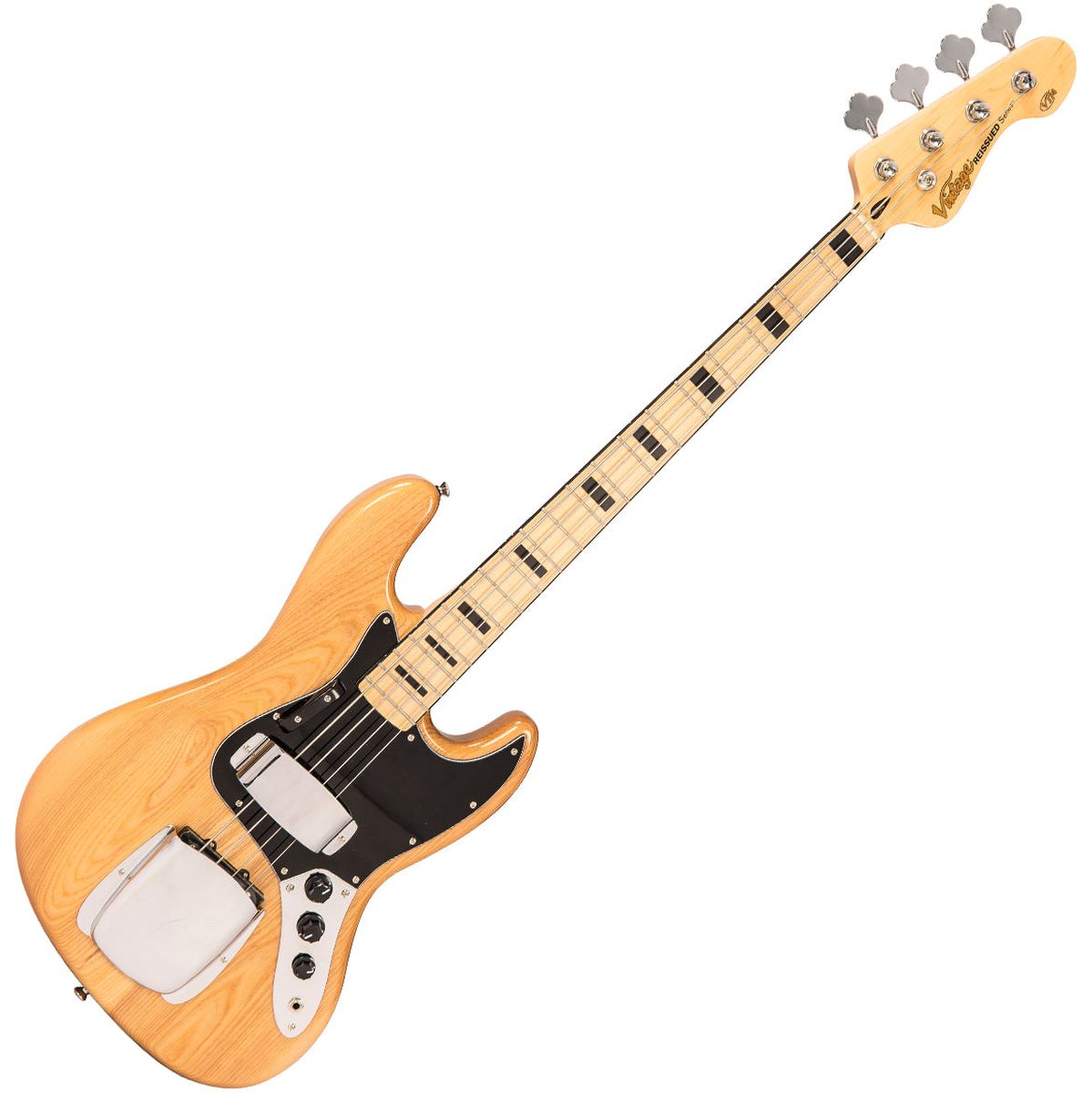 Vintage VJ74 Bass - Maple Board - Natural Ash Body