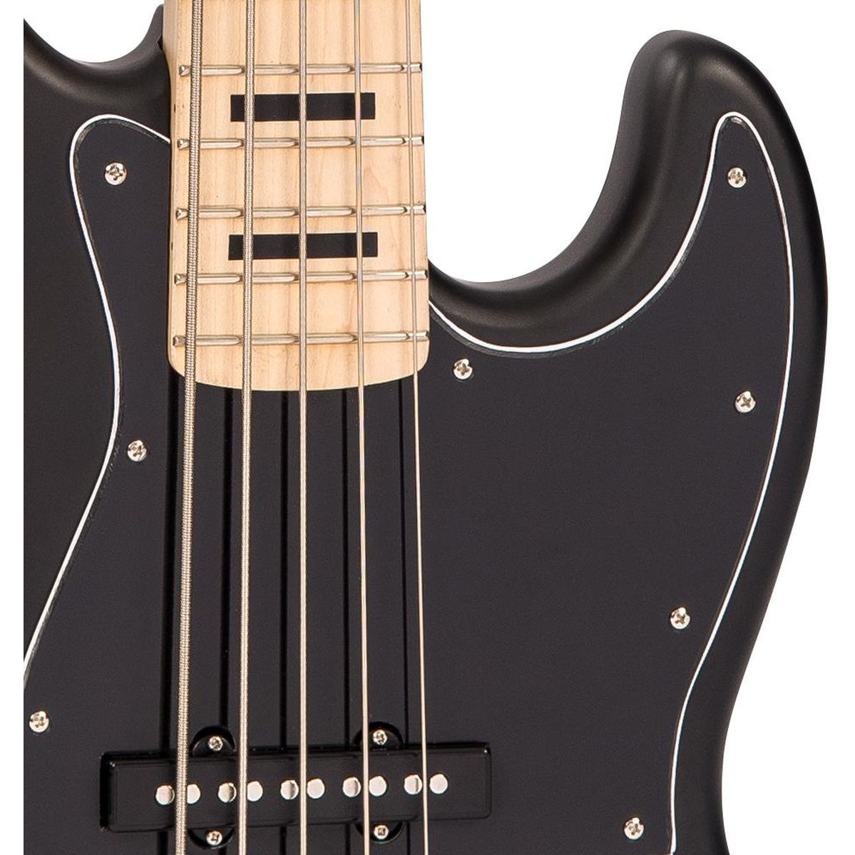 Vintage VJ75 5 String Bass - Maple FB - Gloss Black