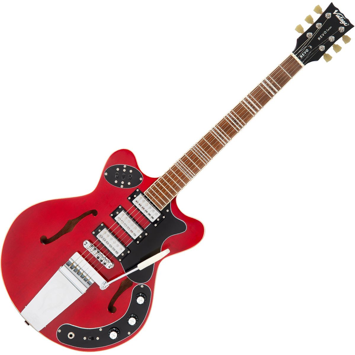 Vintage Revo Series Superthin Guitar - Cherry Red