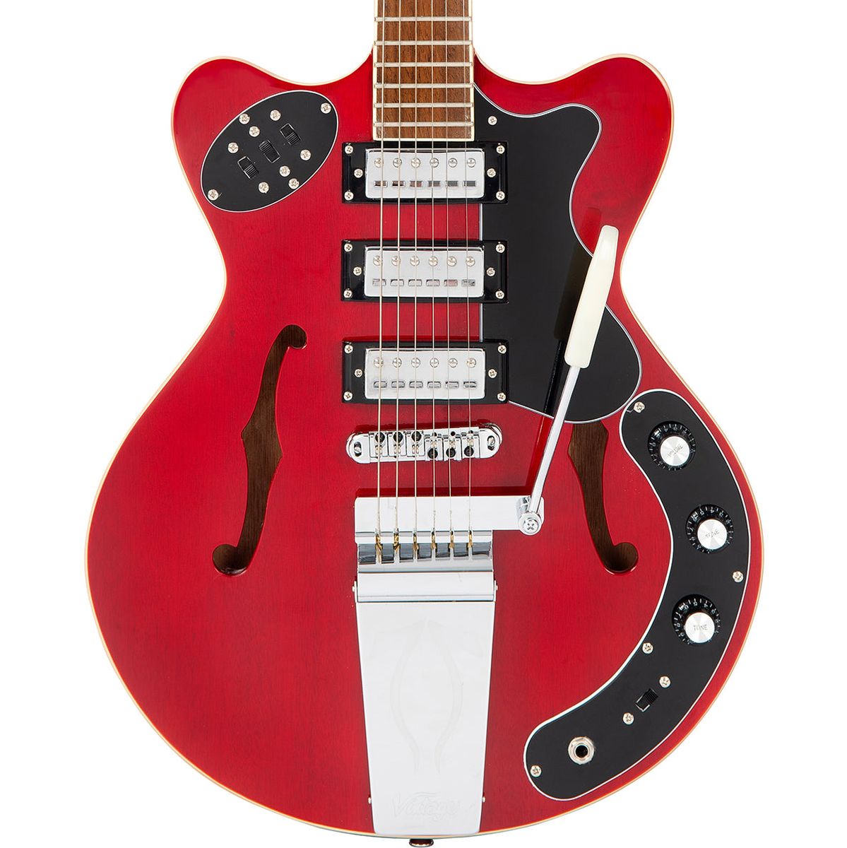 Vintage Revo Series Superthin Guitar - Cherry Red
