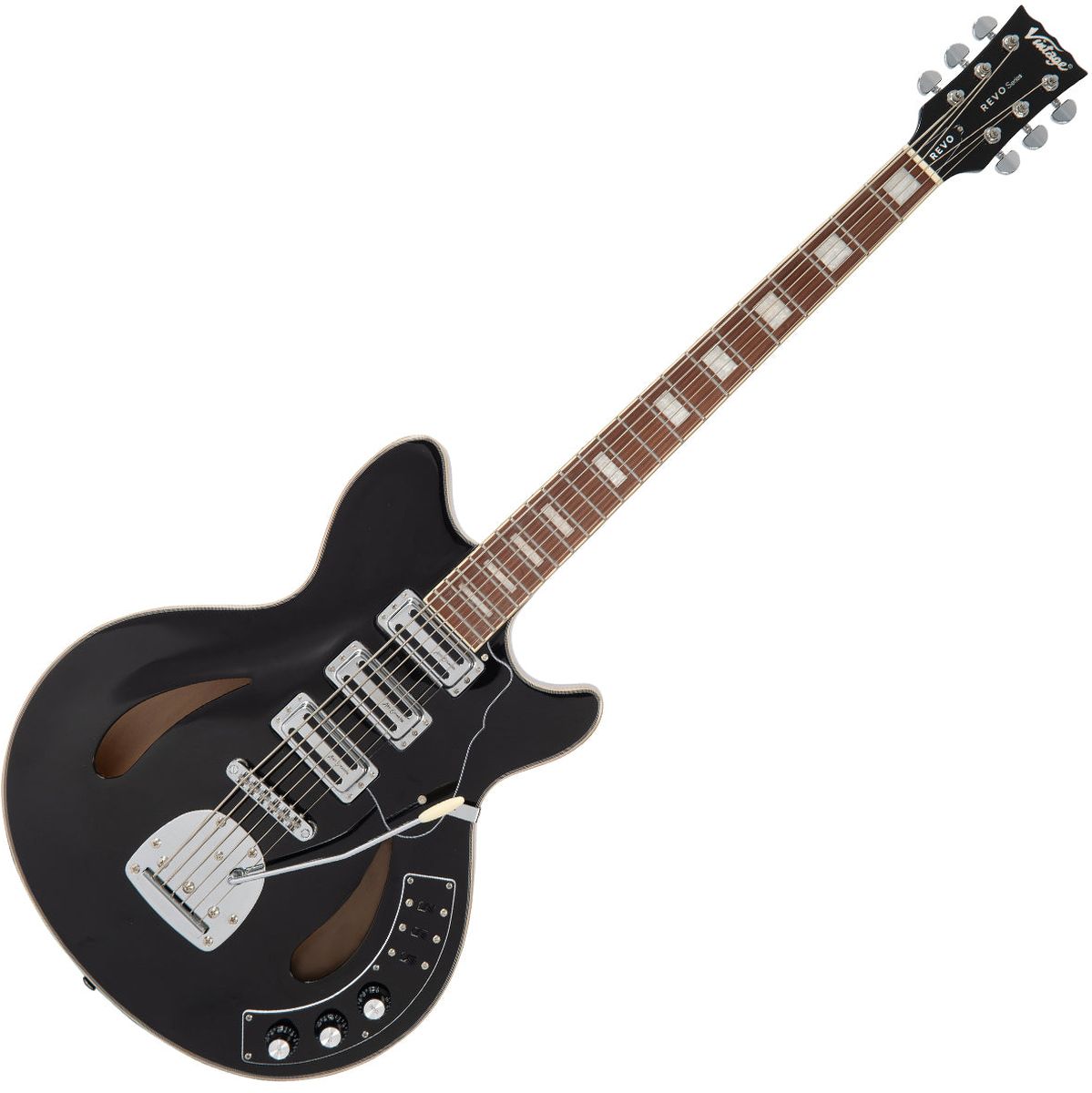 Vintage Revo Series Custom Supreme Baritone Guitar - Boulevard Black