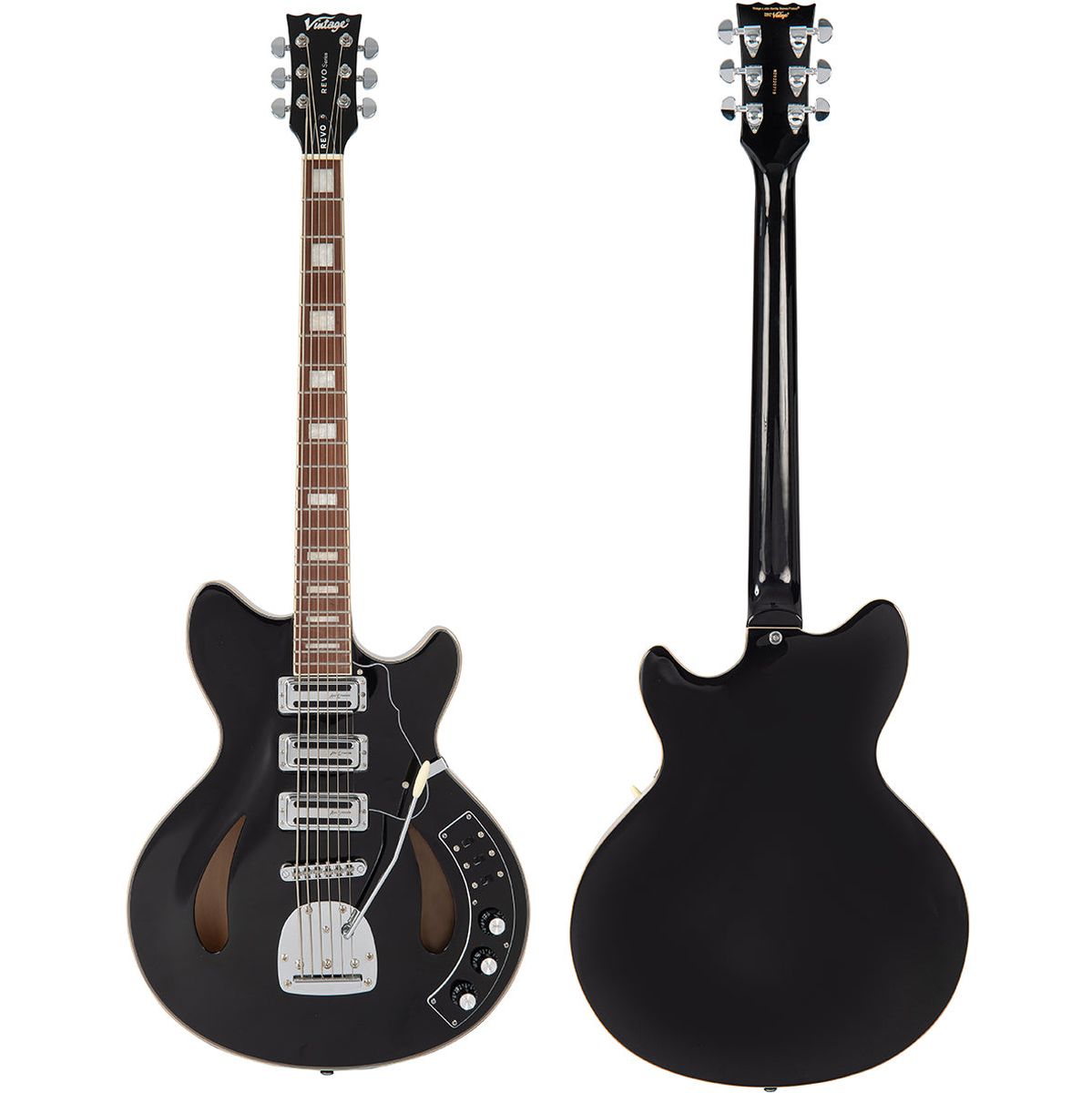 Vintage Revo Series Custom Supreme Baritone Guitar - Boulevard Black