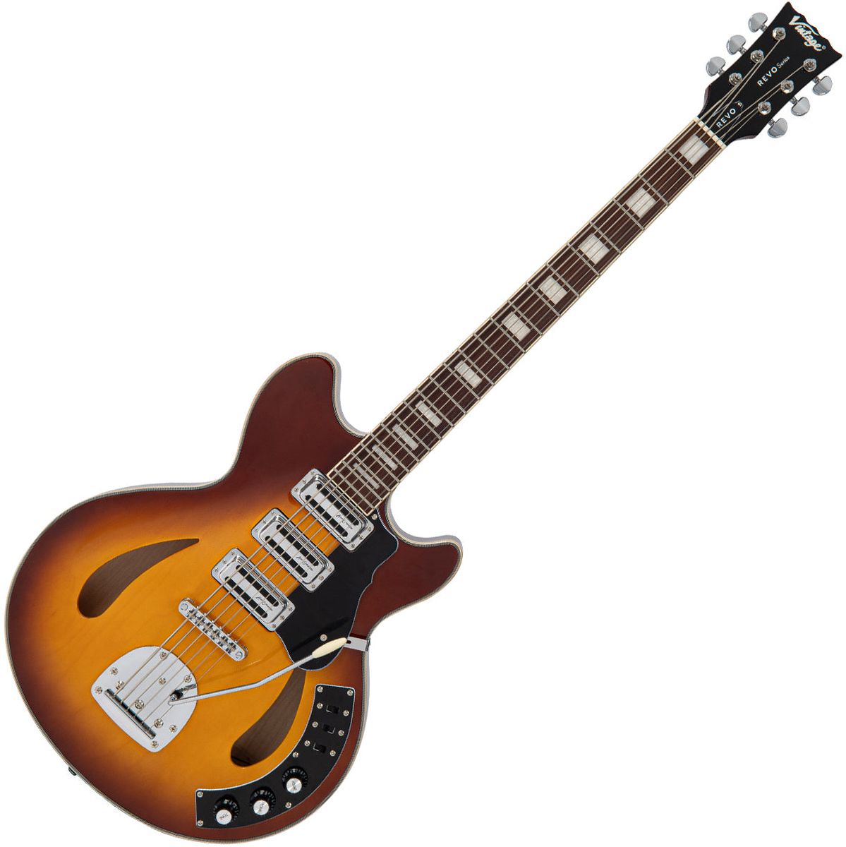 Vintage Revo Series Custom Supreme Baritone Guitar - Tobacco Sunburst