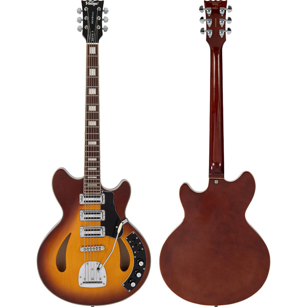 Vintage Revo Series Custom Supreme Baritone Guitar - Tobacco Sunburst