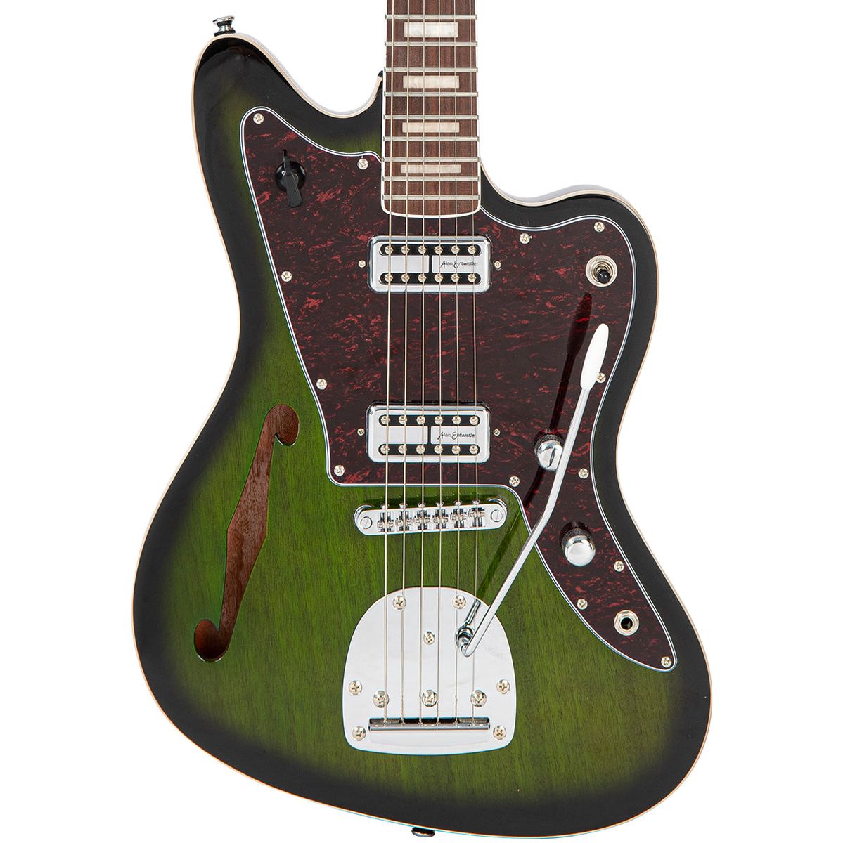 Vintage Revo Series Surfmaster Thinline Twin Guitar - Greenburst