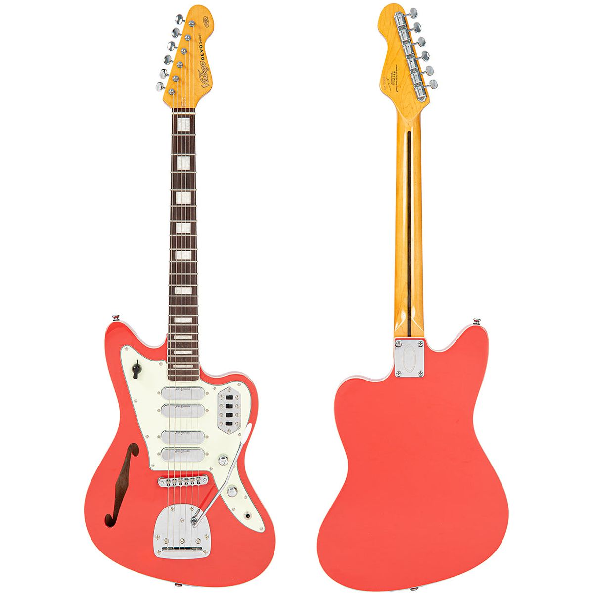 Vintage Revo Series Surfmaster Quad Guitar - Firenza Red