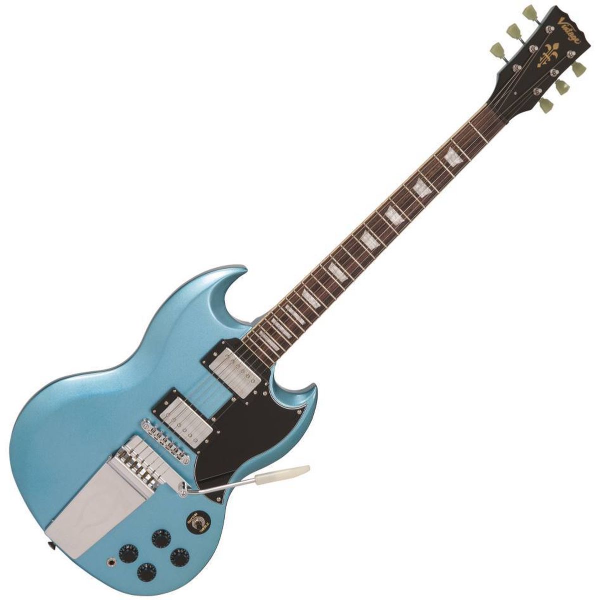 Vintage VS6 Guitar Wvibrola Tailpiece - Gun Hill Blue