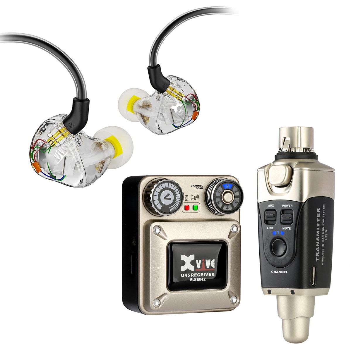 Xvive U45T9 - 5.8 GHz Wireless In Ear Monitor System Plus In Ear Montors &amp; Case